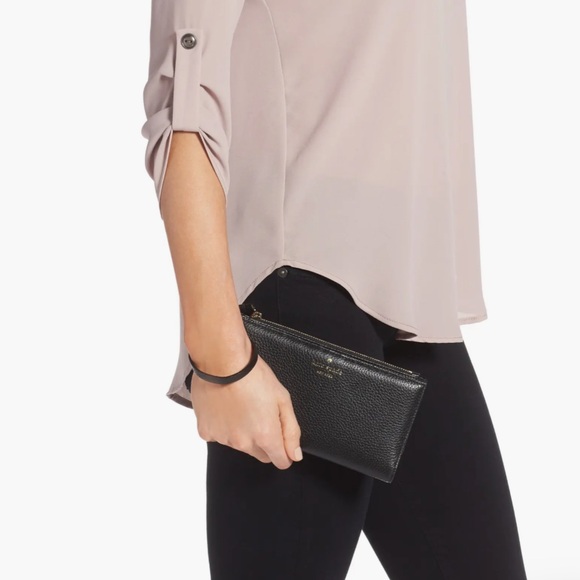 Kate Spade Young Lane Black Pebbled Leather Eliza Wristlet Clutch - Picture 7 of 7